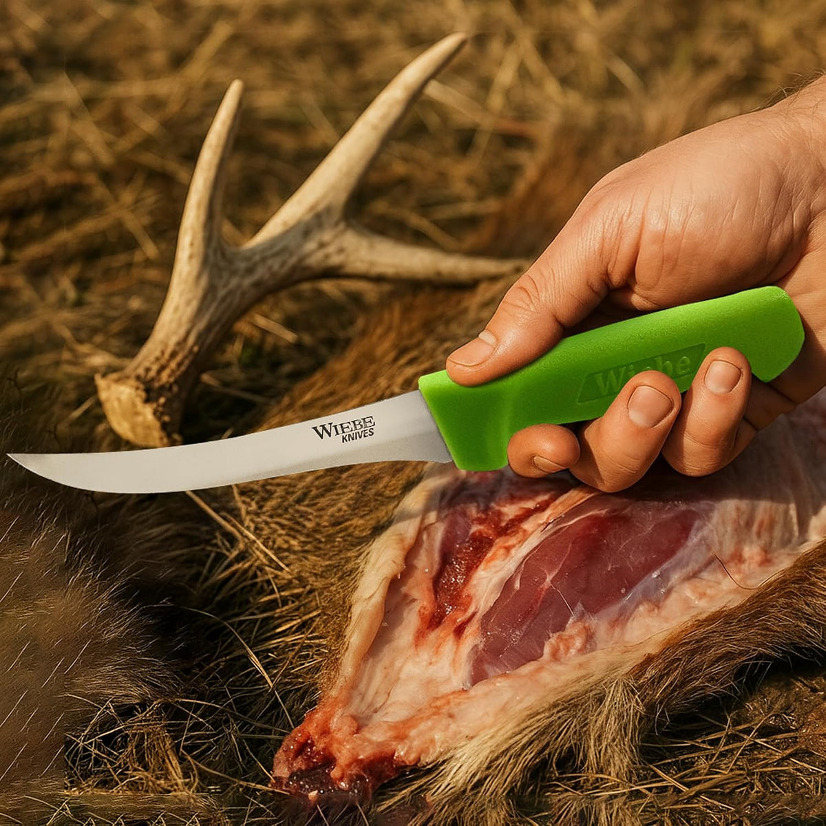Wiebe 5" Boning Knife for Meat Processing: High-Carbon Stainless Steel Filet Knife, Curved, Semi-Stiff Blade for Deer, Brisket Trimming & Butchery