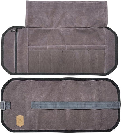 Pioneer Mini Tool Roll Bag for Men, Multitool Pouch Waxed Canvas Mini Tool Roll Bag for EDC Gear Tools Knives Survival Kits, EDC Organizer Pouch, Tool Organizer