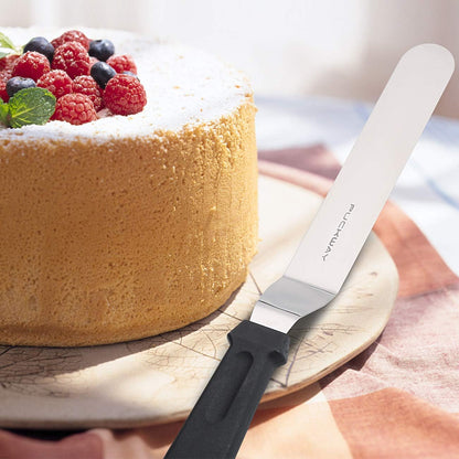Offset Frosting Cake Knife set of 3 Black 6 8 & 10 Inch Angled Icing Spatula for Decorating