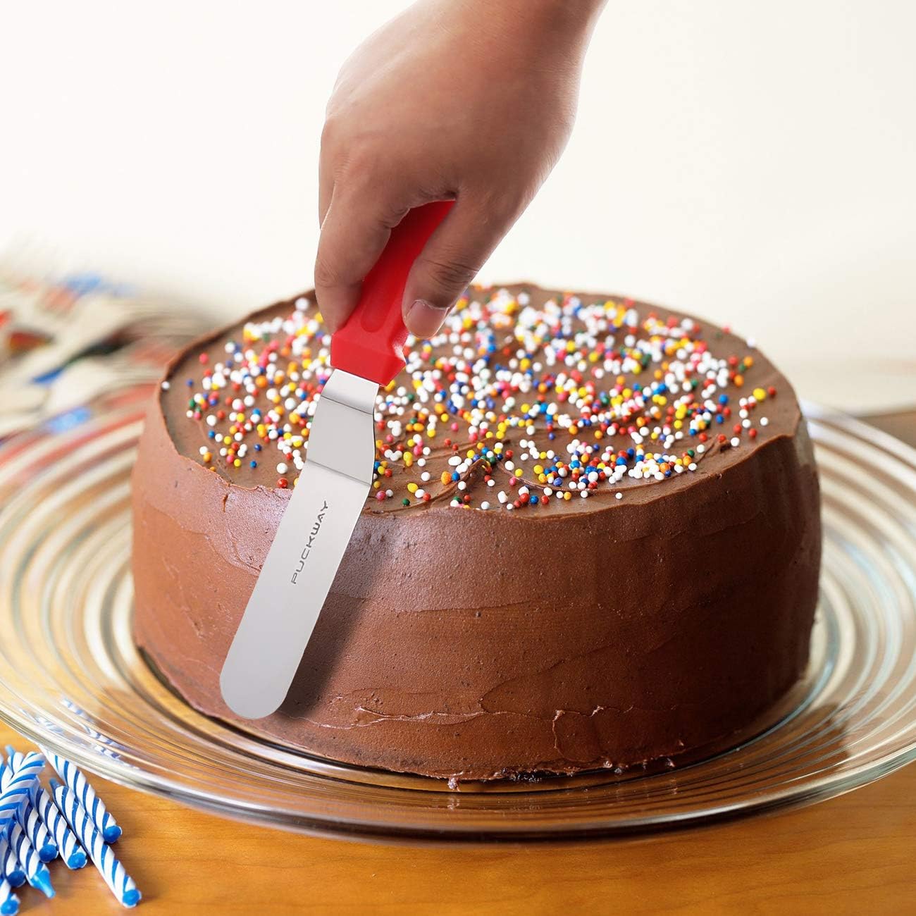 Offset Frosting Cake Knife set of 3 Black 6 8 & 10 Inch Angled Icing Spatula for Decorating