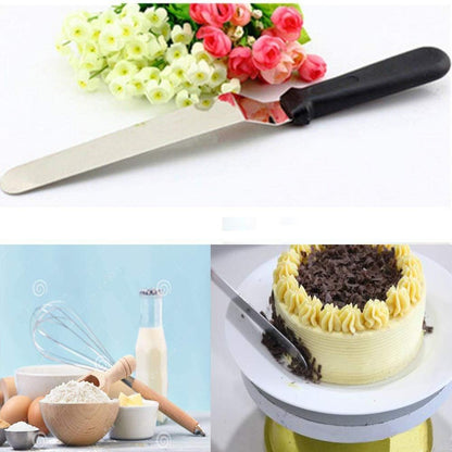 Offset Frosting Cake Knife set of 3 Black 6 8 & 10 Inch Angled Icing Spatula for Decorating