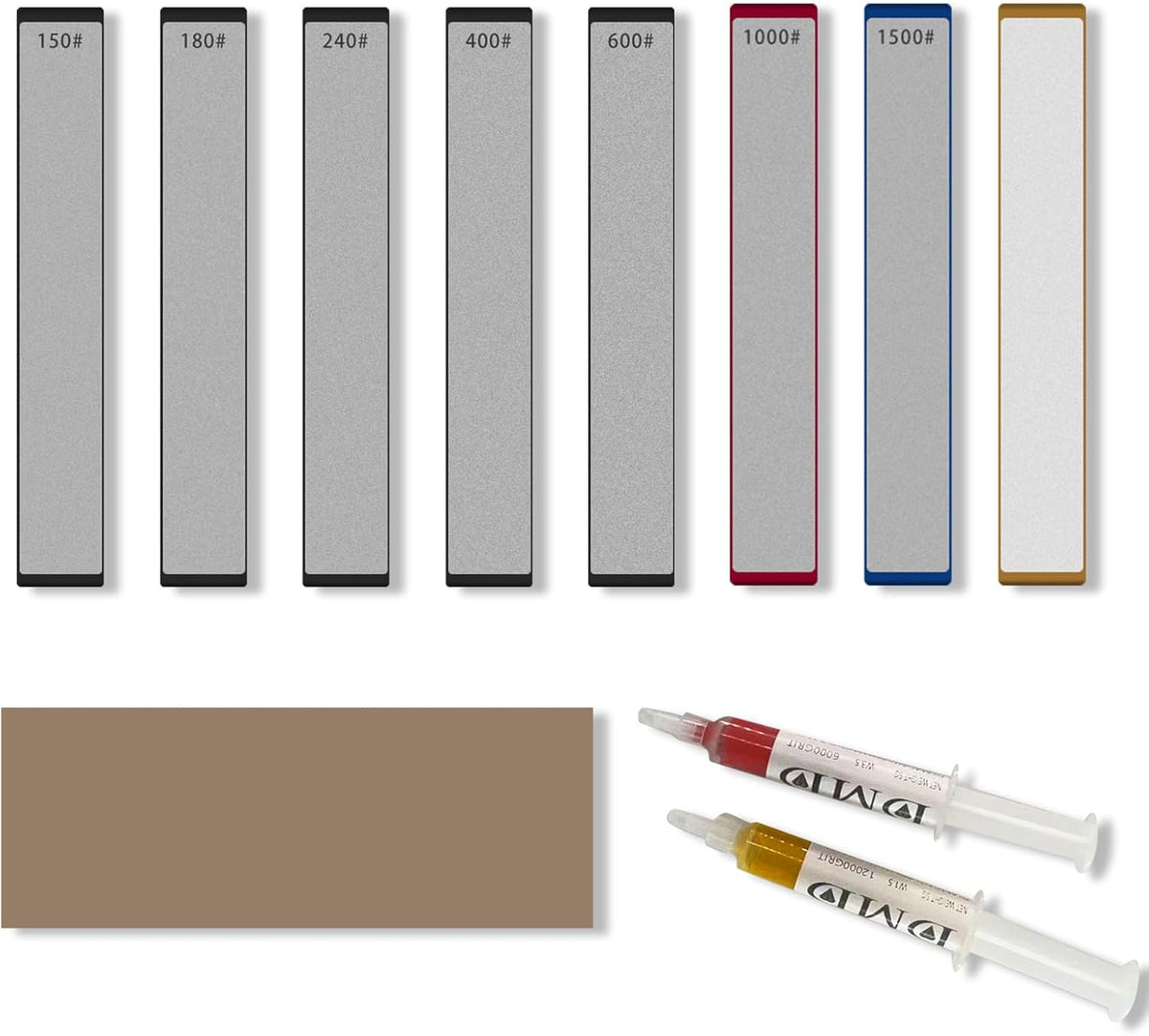 11-Piece Diamond Sharpening Stone Set | Knife Sharpening Kit with 150#–1500# Grits, Ceramic Stone, Leather Strop & Polishing Compounds | Professional Sharpening System for Kitchen & Outdoor Knives