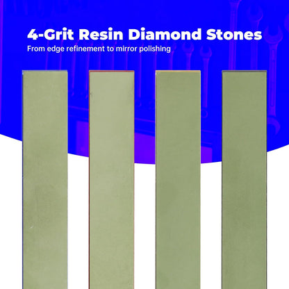 11-Piece Diamond Sharpening Stone Set | Knife Sharpening Kit with 150#–1500# Grits, Ceramic Stone, Leather Strop & Polishing Compounds | Professional Sharpening System for Kitchen & Outdoor Knives
