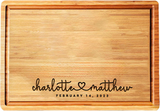 Personalized Wood Engraved Cutting Board - Valentines Day Gift for Her - Unique Present for Wedding, Anniversary, Housewarming, Birthday, Holiday, or Romantic Gift Idea for Friends, Family, Mom, Dad