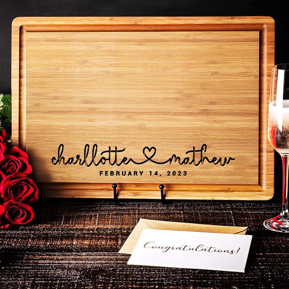 Personalized Wood Engraved Cutting Board - Valentines Day Gift for Her - Unique Present for Wedding, Anniversary, Housewarming, Birthday, Holiday, or Romantic Gift Idea for Friends, Family, Mom, Dad