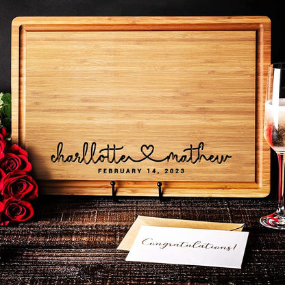Personalized Wood Engraved Cutting Board - Valentines Day Gift for Her - Unique Present for Wedding, Anniversary, Housewarming, Birthday, Holiday, or Romantic Gift Idea for Friends, Family, Mom, Dad