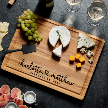 Personalized Wood Engraved Cutting Board - Valentines Day Gift for Her - Unique Present for Wedding, Anniversary, Housewarming, Birthday, Holiday, or Romantic Gift Idea for Friends, Family, Mom, Dad
