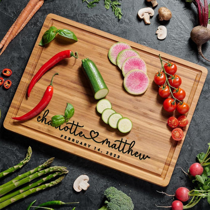 Personalized Wood Engraved Cutting Board - Valentines Day Gift for Her - Unique Present for Wedding, Anniversary, Housewarming, Birthday, Holiday, or Romantic Gift Idea for Friends, Family, Mom, Dad