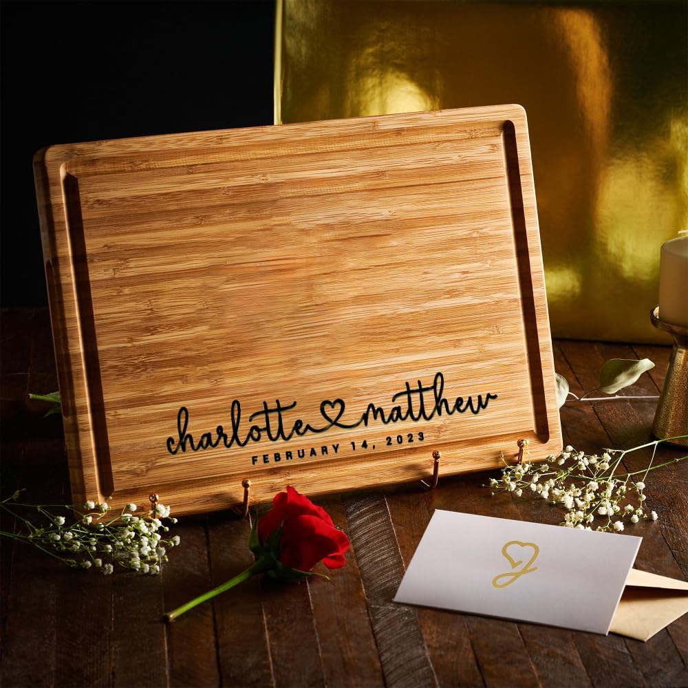 Personalized Wood Engraved Cutting Board - Valentines Day Gift for Her - Unique Present for Wedding, Anniversary, Housewarming, Birthday, Holiday, or Romantic Gift Idea for Friends, Family, Mom, Dad