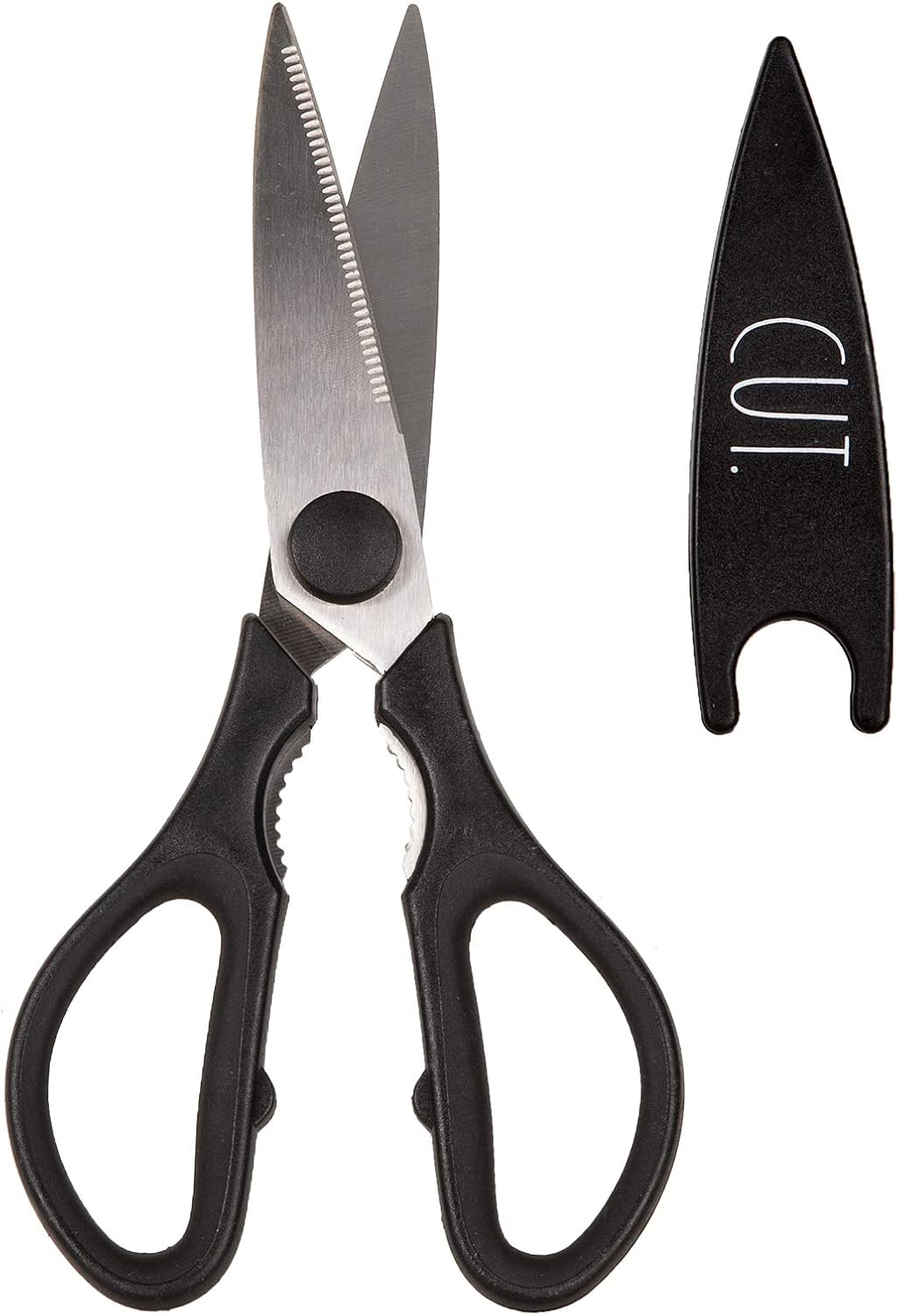 Kitchen Scissors- Stainless Steel Kitchen Shears, Cooking Scissors for Cutting Meat, Chicken, Herbs and Produce with Blade Cover and Soft Grip Handles (Blue)