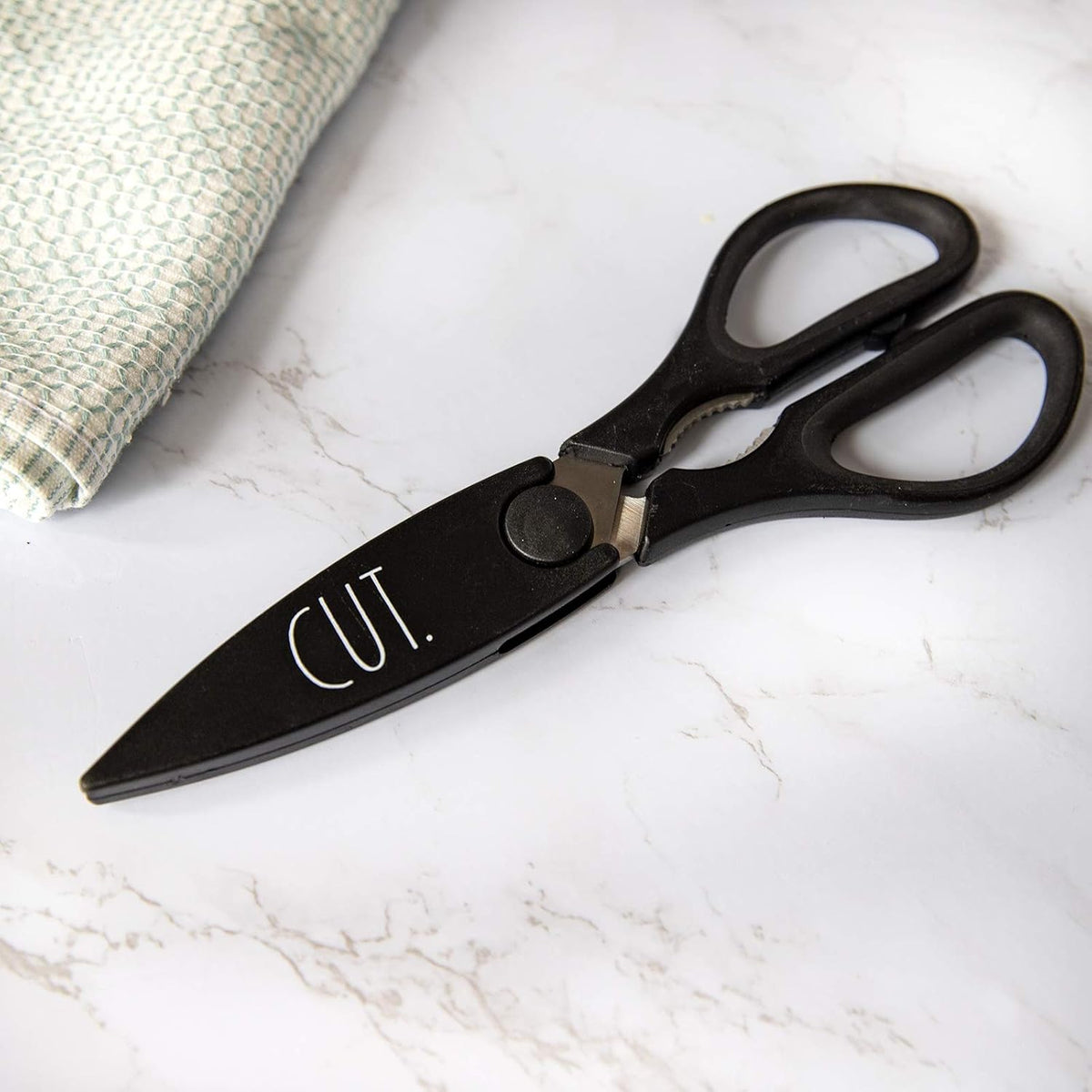 Kitchen Scissors- Stainless Steel Kitchen Shears, Cooking Scissors for Cutting Meat, Chicken, Herbs and Produce with Blade Cover and Soft Grip Handles (Blue)