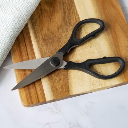 Kitchen Scissors- Stainless Steel Kitchen Shears, Cooking Scissors for Cutting Meat, Chicken, Herbs and Produce with Blade Cover and Soft Grip Handles (Blue)