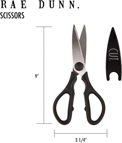 Kitchen Scissors- Stainless Steel Kitchen Shears, Cooking Scissors for Cutting Meat, Chicken, Herbs and Produce with Blade Cover and Soft Grip Handles (Blue)