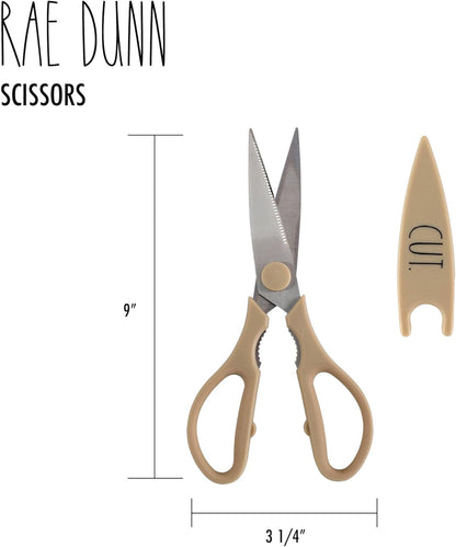 Kitchen Scissors- Stainless Steel Kitchen Shears, Cooking Scissors for Cutting Meat, Chicken, Herbs and Produce with Blade Cover and Soft Grip Handles (Blue)