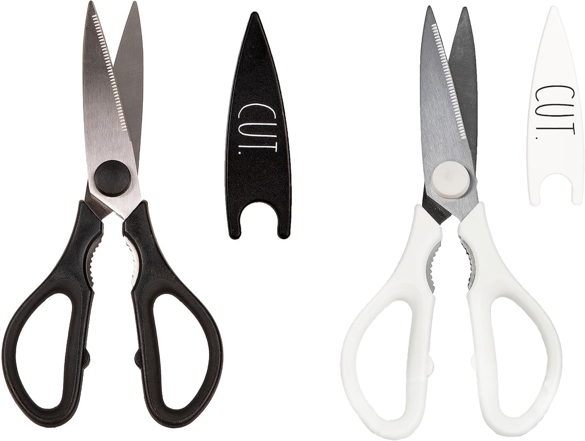 Kitchen Scissors- Stainless Steel Kitchen Shears, Cooking Scissors for Cutting Meat, Chicken, Herbs and Produce with Blade Cover and Soft Grip Handles (Blue)