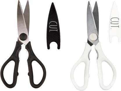 Kitchen Scissors- Stainless Steel Kitchen Shears, Cooking Scissors for Cutting Meat, Chicken, Herbs and Produce with Blade Cover and Soft Grip Handles (Blue)