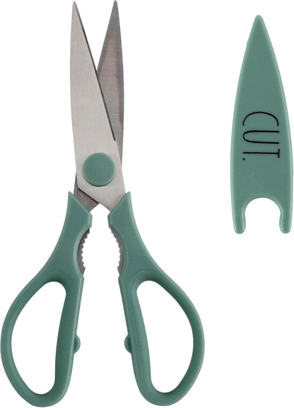 Kitchen Scissors- Stainless Steel Kitchen Shears, Cooking Scissors for Cutting Meat, Chicken, Herbs and Produce with Blade Cover and Soft Grip Handles (Blue)