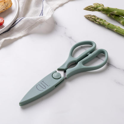 Kitchen Scissors- Stainless Steel Kitchen Shears, Cooking Scissors for Cutting Meat, Chicken, Herbs and Produce with Blade Cover and Soft Grip Handles (Blue)