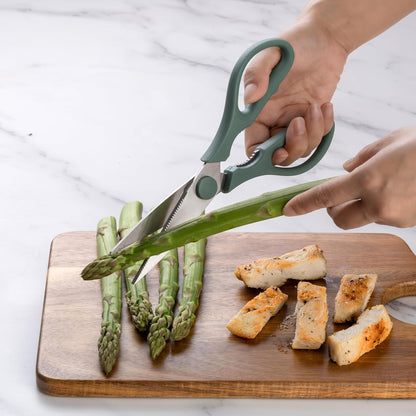 Kitchen Scissors- Stainless Steel Kitchen Shears, Cooking Scissors for Cutting Meat, Chicken, Herbs and Produce with Blade Cover and Soft Grip Handles (Blue)