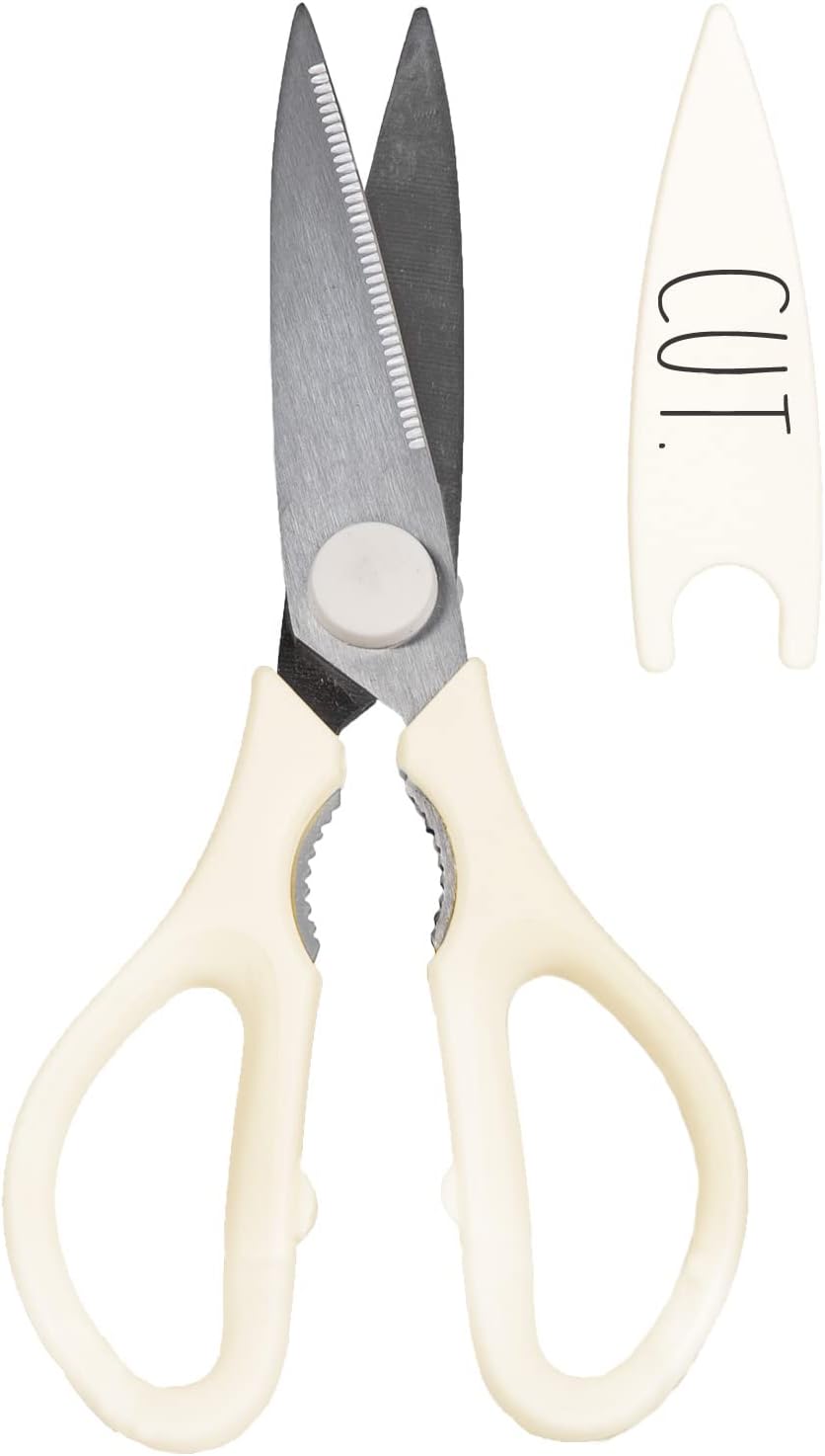 Kitchen Scissors- Stainless Steel Kitchen Shears, Cooking Scissors for Cutting Meat, Chicken, Herbs and Produce with Blade Cover and Soft Grip Handles (Blue)