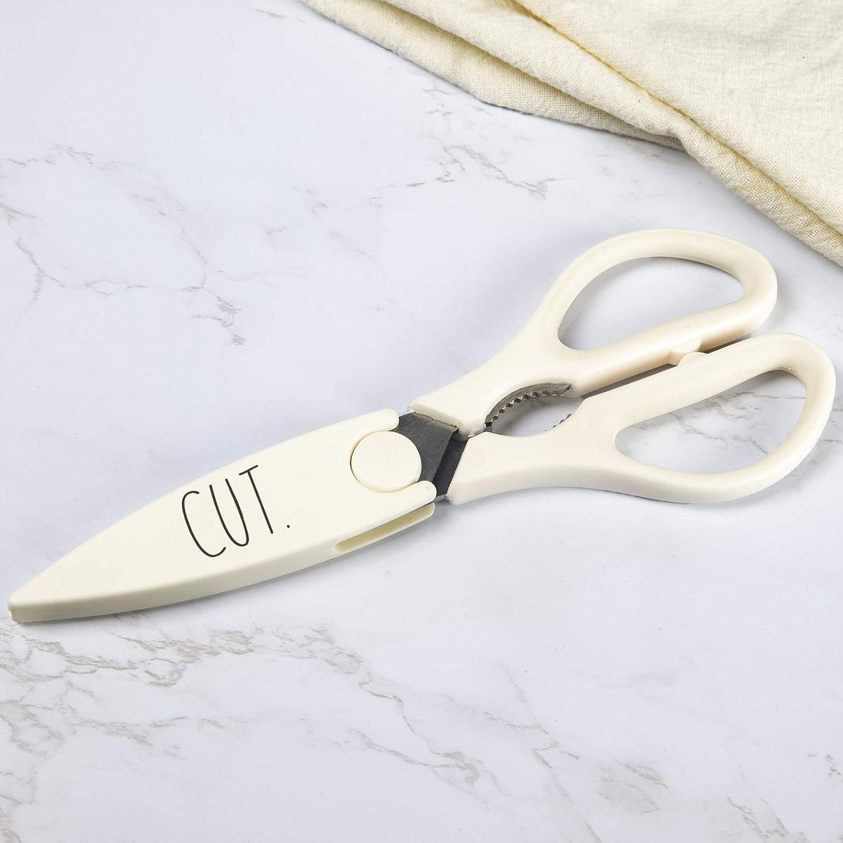 Kitchen Scissors- Stainless Steel Kitchen Shears, Cooking Scissors for Cutting Meat, Chicken, Herbs and Produce with Blade Cover and Soft Grip Handles (Blue)