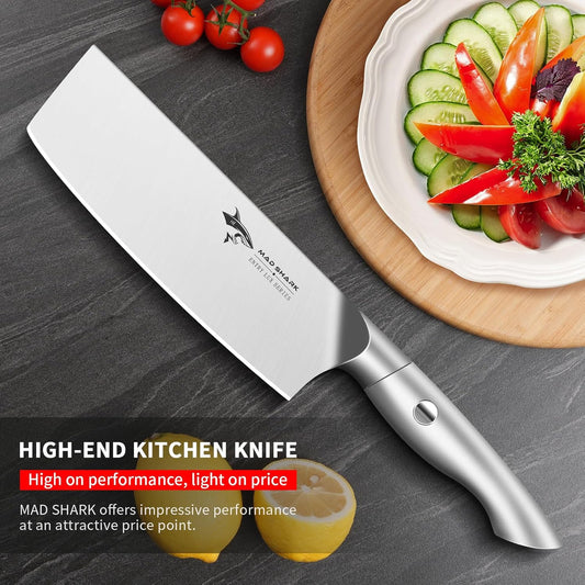 7 Inch Nakiri Knife, Ultra Sharp German Stainless Steel Vegetable Knife, Ergonomic Handle, Multipurpose Kitchen Knife for Chopping, Slicing, and Dicing