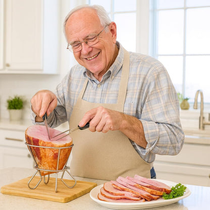 Kitchen Roasting Wire Spiral Ham Roasting Rack, Chrome-Plated Steel, For Baking And Carving Ham Up To 10-Pounds