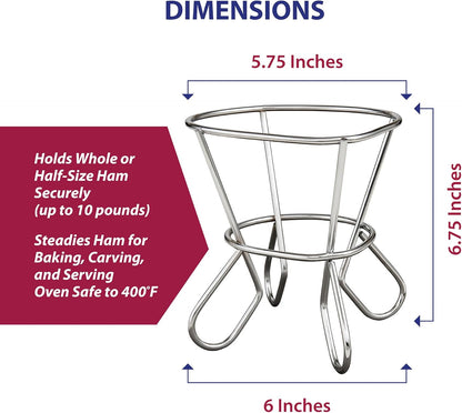 Kitchen Roasting Wire Spiral Ham Roasting Rack, Chrome-Plated Steel, For Baking And Carving Ham Up To 10-Pounds