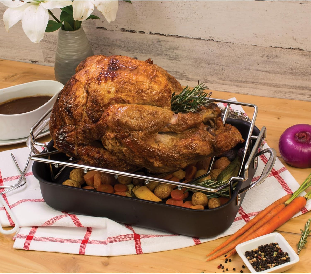 Kitchen Roasting Wire Spiral Ham Roasting Rack, Chrome-Plated Steel, For Baking And Carving Ham Up To 10-Pounds