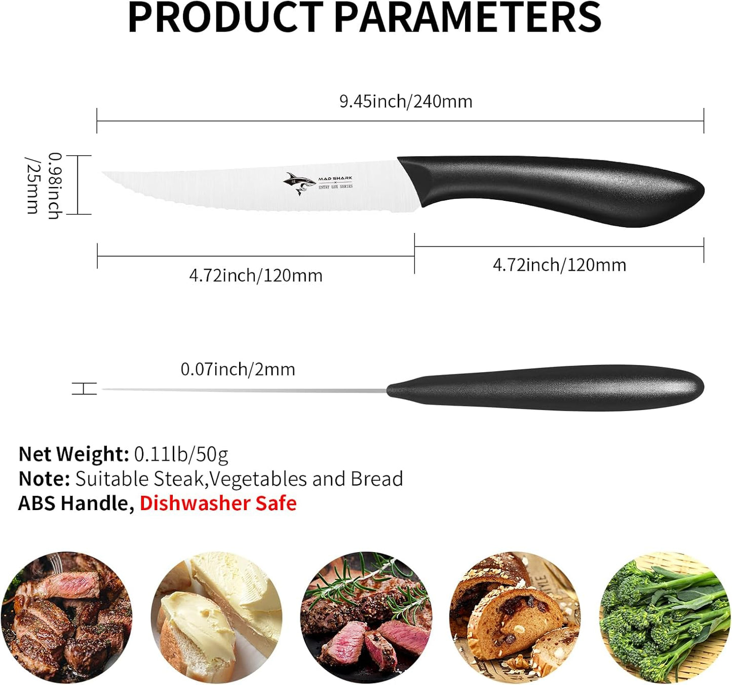 Premium Steak Knife Set of 4, 4.5-inch Serrated Knives, High Carbon German Stainless Steel, Triple Rivet Construction, Perfectly Packaged in a Gift Box (Steak Knives Set of 4)