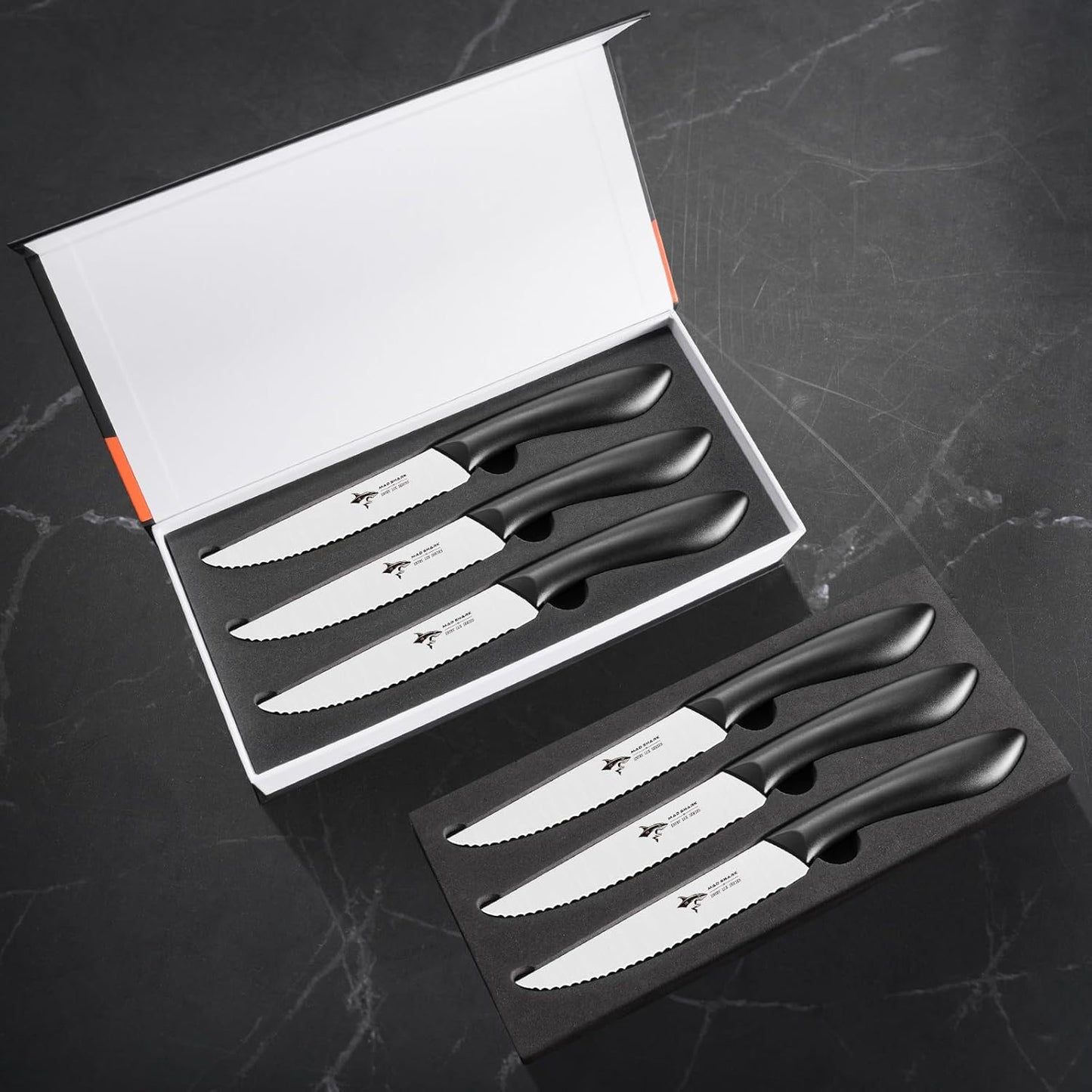 Premium Steak Knife Set of 4, 4.5-inch Serrated Knives, High Carbon German Stainless Steel, Triple Rivet Construction, Perfectly Packaged in a Gift Box (Steak Knives Set of 4)
