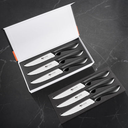 Premium Steak Knife Set of 4, 4.5-inch Serrated Knives, High Carbon German Stainless Steel, Triple Rivet Construction, Perfectly Packaged in a Gift Box (Steak Knives Set of 4)
