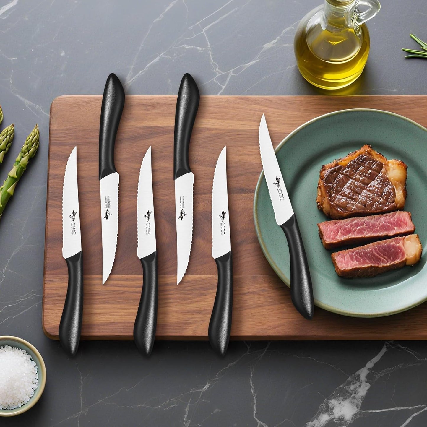 Premium Steak Knife Set of 4, 4.5-inch Serrated Knives, High Carbon German Stainless Steel, Triple Rivet Construction, Perfectly Packaged in a Gift Box (Steak Knives Set of 4)
