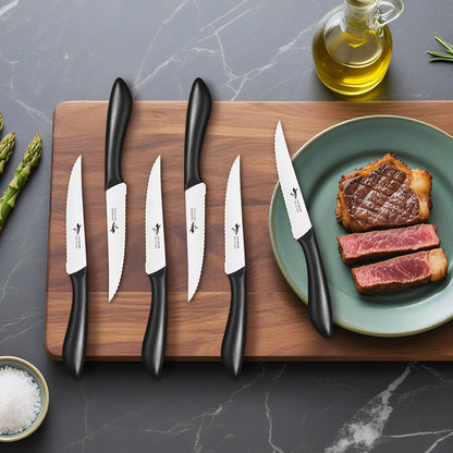 Premium Steak Knife Set of 4, 4.5-inch Serrated Knives, High Carbon German Stainless Steel, Triple Rivet Construction, Perfectly Packaged in a Gift Box (Steak Knives Set of 4)