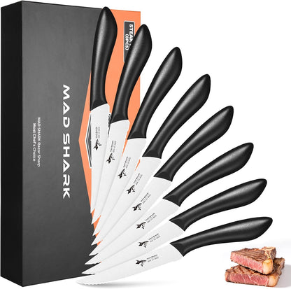 Premium Steak Knife Set of 4, 4.5-inch Serrated Knives, High Carbon German Stainless Steel, Triple Rivet Construction, Perfectly Packaged in a Gift Box (Steak Knives Set of 4)