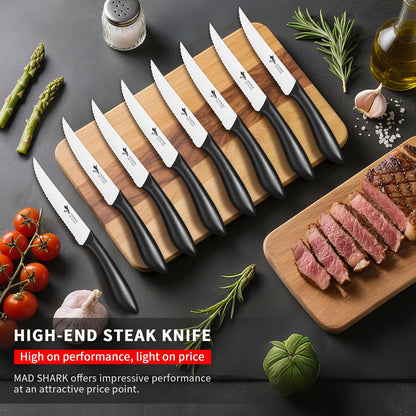 Premium Steak Knife Set of 4, 4.5-inch Serrated Knives, High Carbon German Stainless Steel, Triple Rivet Construction, Perfectly Packaged in a Gift Box (Steak Knives Set of 4)