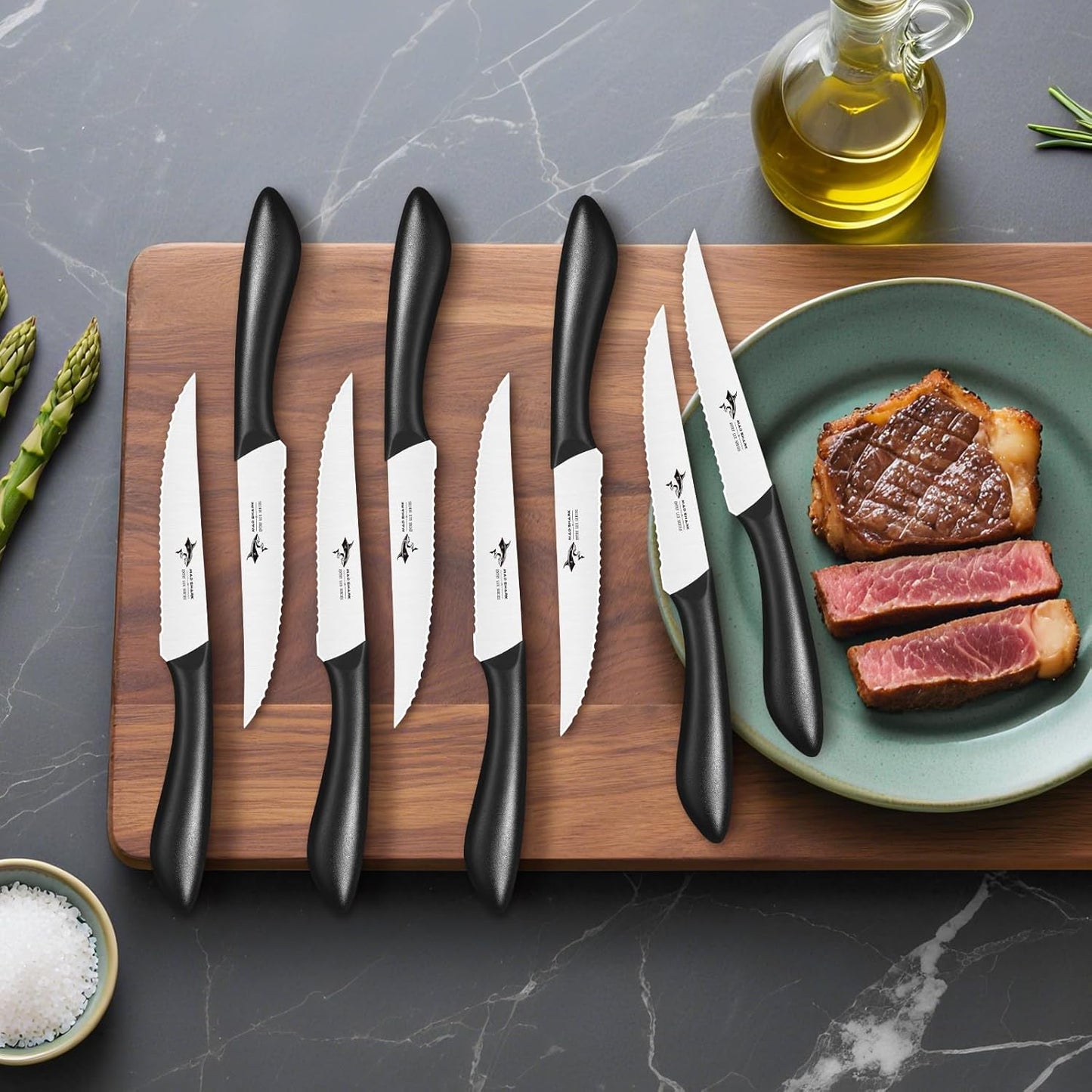 Premium Steak Knife Set of 4, 4.5-inch Serrated Knives, High Carbon German Stainless Steel, Triple Rivet Construction, Perfectly Packaged in a Gift Box (Steak Knives Set of 4)