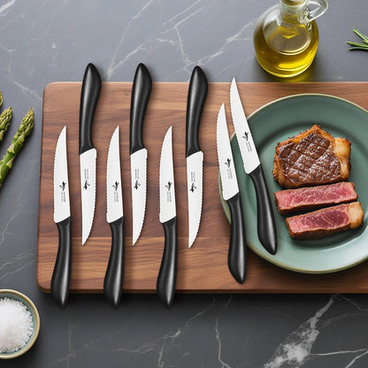 Premium Steak Knife Set of 4, 4.5-inch Serrated Knives, High Carbon German Stainless Steel, Triple Rivet Construction, Perfectly Packaged in a Gift Box (Steak Knives Set of 4)