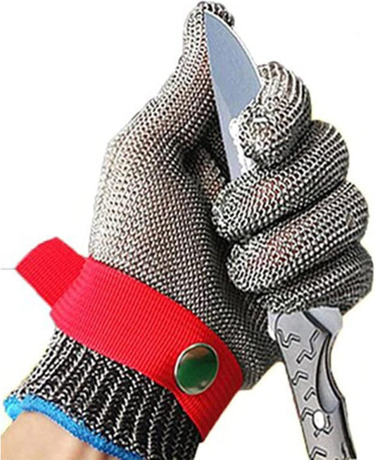 Cut-Resistant Gloves, Chain Mail Gloves, Chef/Butcher/Porter/Carpenter Safety Work Gloves, for Left and Right Hands (Size : 1PCS/XL)