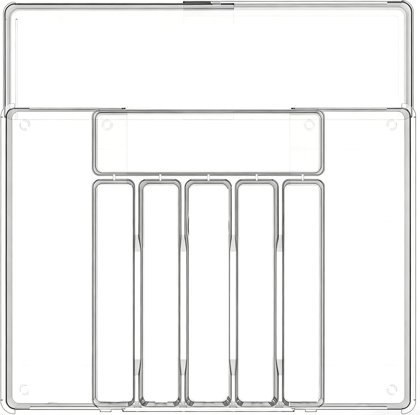 Silverware Drawer Organizer, Expandable Utensil Tray for Kitchen Drawers, BPA Free Flatware and Cutlery Holder, Adjustable Plastic Storage for Utensil like Spoons, Forks, Knives.Black