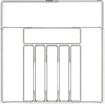 Silverware Drawer Organizer, Expandable Utensil Tray for Kitchen Drawers, BPA Free Flatware and Cutlery Holder, Adjustable Plastic Storage for Utensil like Spoons, Forks, Knives.Black