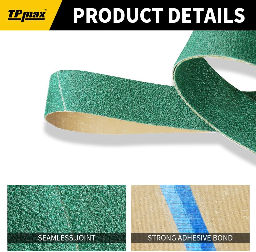 12 Pack 1 x 30 Inch Zirconia Ceramic Sanding Belts Kit – 40, 60, 80, 100, 120, 180 Grits Premium Metal Grinding Belts for Knife Sharpening, Stock Removal, and Bevel Work