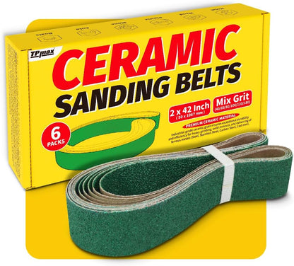 12 Pack 1 x 30 Inch Zirconia Ceramic Sanding Belts Kit – 40, 60, 80, 100, 120, 180 Grits Premium Metal Grinding Belts for Knife Sharpening, Stock Removal, and Bevel Work