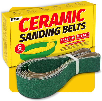 12 Pack 1 x 30 Inch Zirconia Ceramic Sanding Belts Kit – 40, 60, 80, 100, 120, 180 Grits Premium Metal Grinding Belts for Knife Sharpening, Stock Removal, and Bevel Work