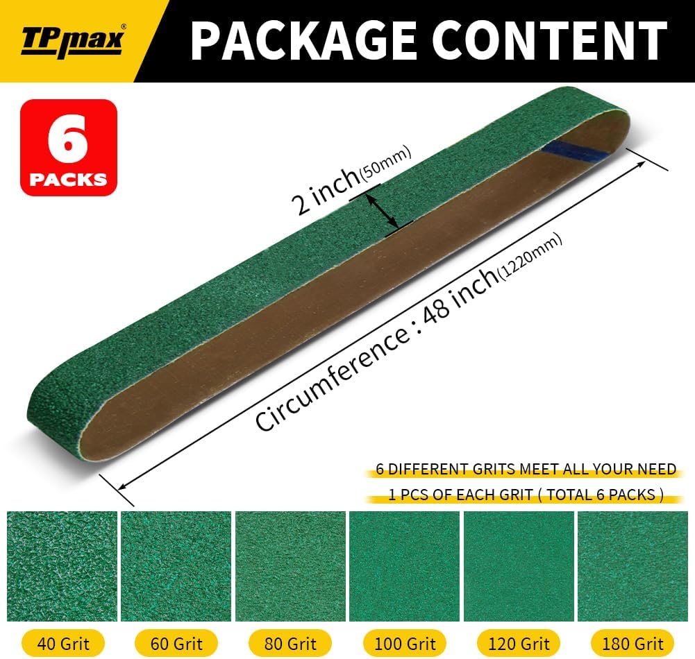 12 Pack 1 x 30 Inch Zirconia Ceramic Sanding Belts Kit – 40, 60, 80, 100, 120, 180 Grits Premium Metal Grinding Belts for Knife Sharpening, Stock Removal, and Bevel Work