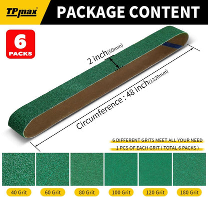 12 Pack 1 x 30 Inch Zirconia Ceramic Sanding Belts Kit – 40, 60, 80, 100, 120, 180 Grits Premium Metal Grinding Belts for Knife Sharpening, Stock Removal, and Bevel Work