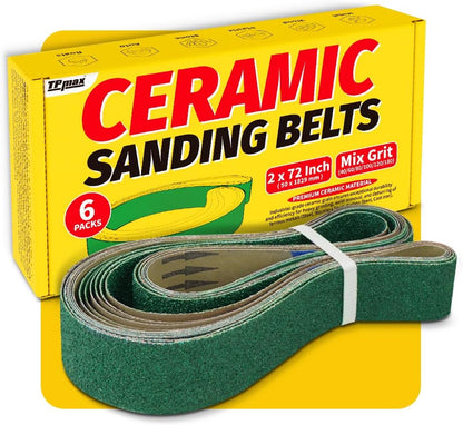 12 Pack 1 x 30 Inch Zirconia Ceramic Sanding Belts Kit – 40, 60, 80, 100, 120, 180 Grits Premium Metal Grinding Belts for Knife Sharpening, Stock Removal, and Bevel Work