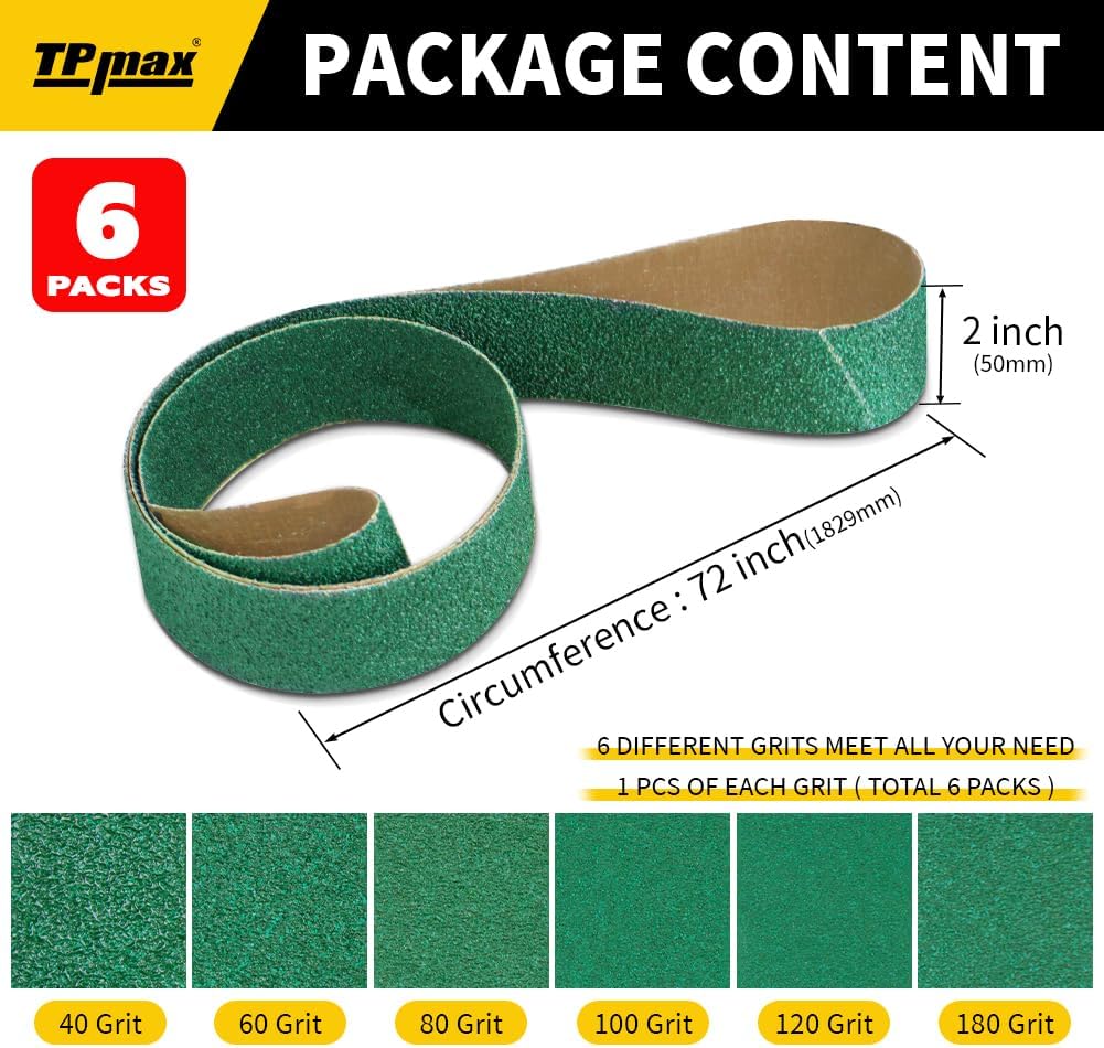 12 Pack 1 x 30 Inch Zirconia Ceramic Sanding Belts Kit – 40, 60, 80, 100, 120, 180 Grits Premium Metal Grinding Belts for Knife Sharpening, Stock Removal, and Bevel Work