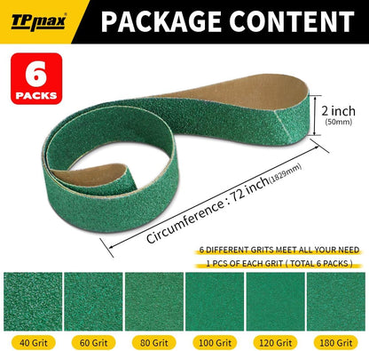 12 Pack 1 x 30 Inch Zirconia Ceramic Sanding Belts Kit – 40, 60, 80, 100, 120, 180 Grits Premium Metal Grinding Belts for Knife Sharpening, Stock Removal, and Bevel Work