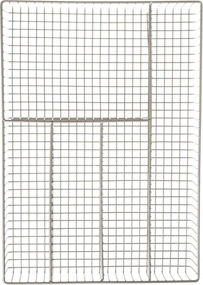 Large Wire Silverware Drawer Organizer Satin Nickel 5 Compartment Grid Utensil Holder for Flatware Cutlery Drawer Organization, 11 In Wide Metal Wire Utensil Organized Divider Tray Drawer